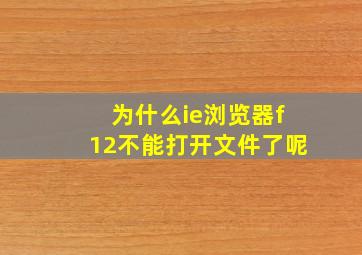 为什么ie浏览器f12不能打开文件了呢