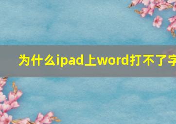 为什么ipad上word打不了字