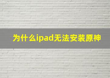 为什么ipad无法安装原神