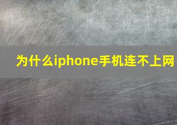 为什么iphone手机连不上网