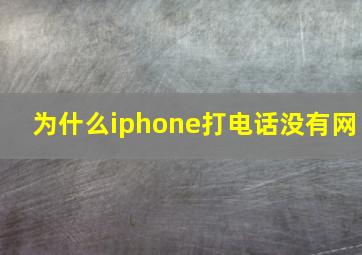 为什么iphone打电话没有网