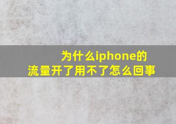 为什么iphone的流量开了用不了怎么回事