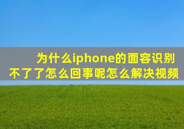 为什么iphone的面容识别不了了怎么回事呢怎么解决视频