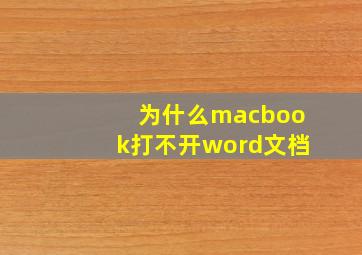 为什么macbook打不开word文档