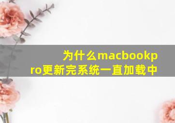 为什么macbookpro更新完系统一直加载中