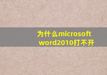 为什么microsoft word2010打不开