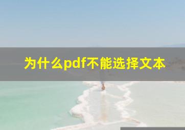 为什么pdf不能选择文本