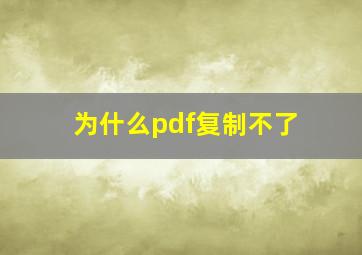 为什么pdf复制不了