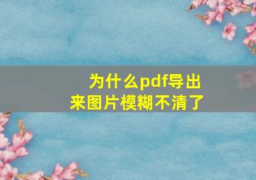 为什么pdf导出来图片模糊不清了