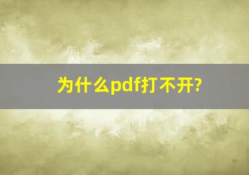 为什么pdf打不开?