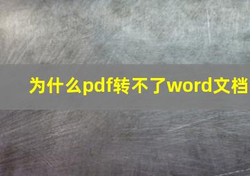 为什么pdf转不了word文档