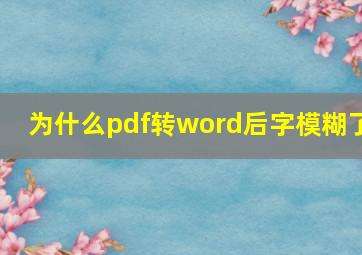 为什么pdf转word后字模糊了