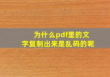 为什么pdf里的文字复制出来是乱码的呢