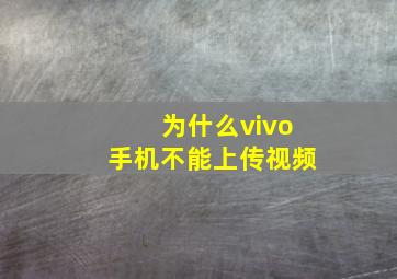 为什么vivo手机不能上传视频