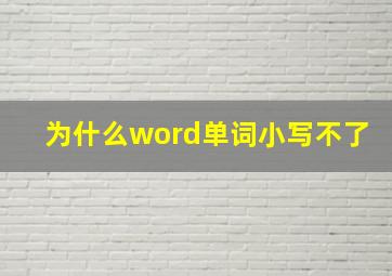 为什么word单词小写不了