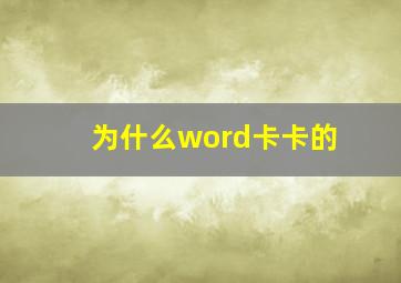 为什么word卡卡的