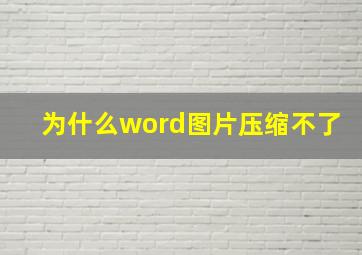 为什么word图片压缩不了