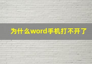 为什么word手机打不开了