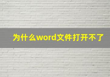 为什么word文件打开不了