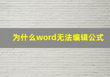 为什么word无法编辑公式