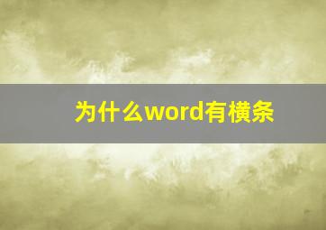 为什么word有横条