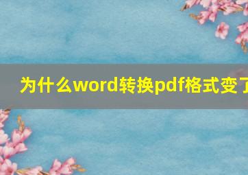 为什么word转换pdf格式变了