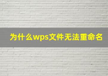 为什么wps文件无法重命名