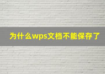 为什么wps文档不能保存了