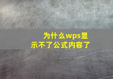 为什么wps显示不了公式内容了