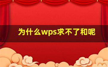 为什么wps求不了和呢