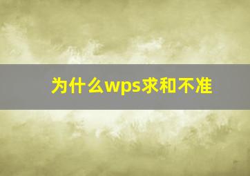 为什么wps求和不准