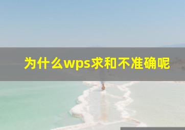 为什么wps求和不准确呢