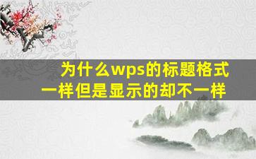 为什么wps的标题格式一样但是显示的却不一样