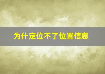 为什定位不了位置信息