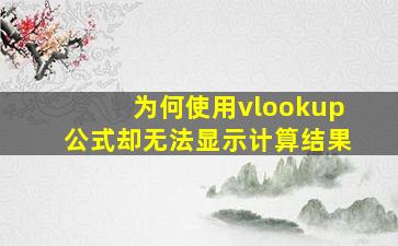 为何使用vlookup公式却无法显示计算结果