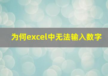 为何excel中无法输入数字