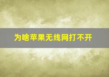 为啥苹果无线网打不开