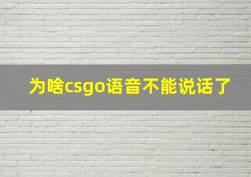 为啥csgo语音不能说话了