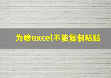 为啥excel不能复制粘贴