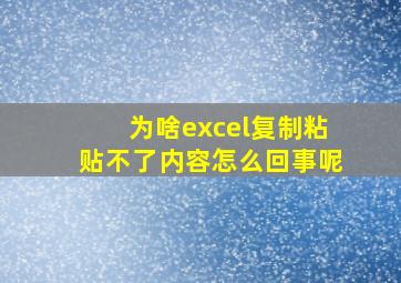 为啥excel复制粘贴不了内容怎么回事呢