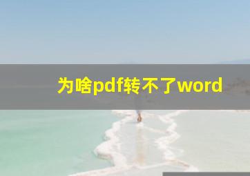 为啥pdf转不了word