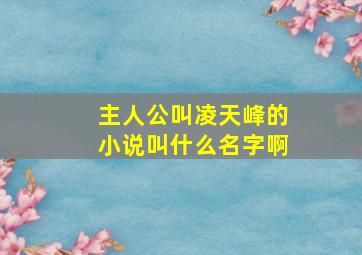 主人公叫凌天峰的小说叫什么名字啊