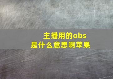 主播用的obs是什么意思啊苹果