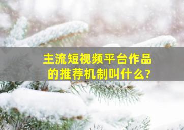 主流短视频平台作品的推荐机制叫什么?