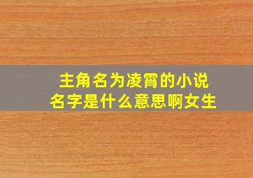 主角名为凌霄的小说名字是什么意思啊女生