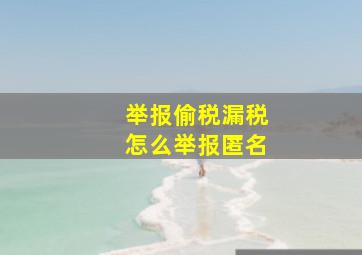 举报偷税漏税怎么举报匿名