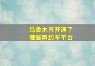 乌鲁木齐开通了哪些网约车平台