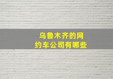 乌鲁木齐的网约车公司有哪些