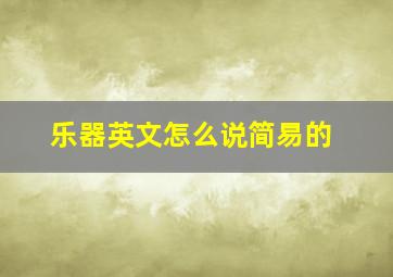 乐器英文怎么说简易的