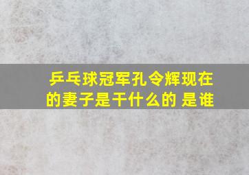 乒乓球冠军孔令辉现在的妻子是干什么的 是谁